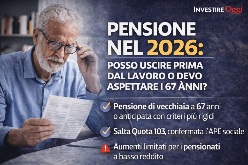 Pensione a 67 anni nel 2026: quanto si prende con 20, 25 e 30 anni di contributi Grafico che mostra l'importo della pensione con diversi anni di contributi nel 2026.